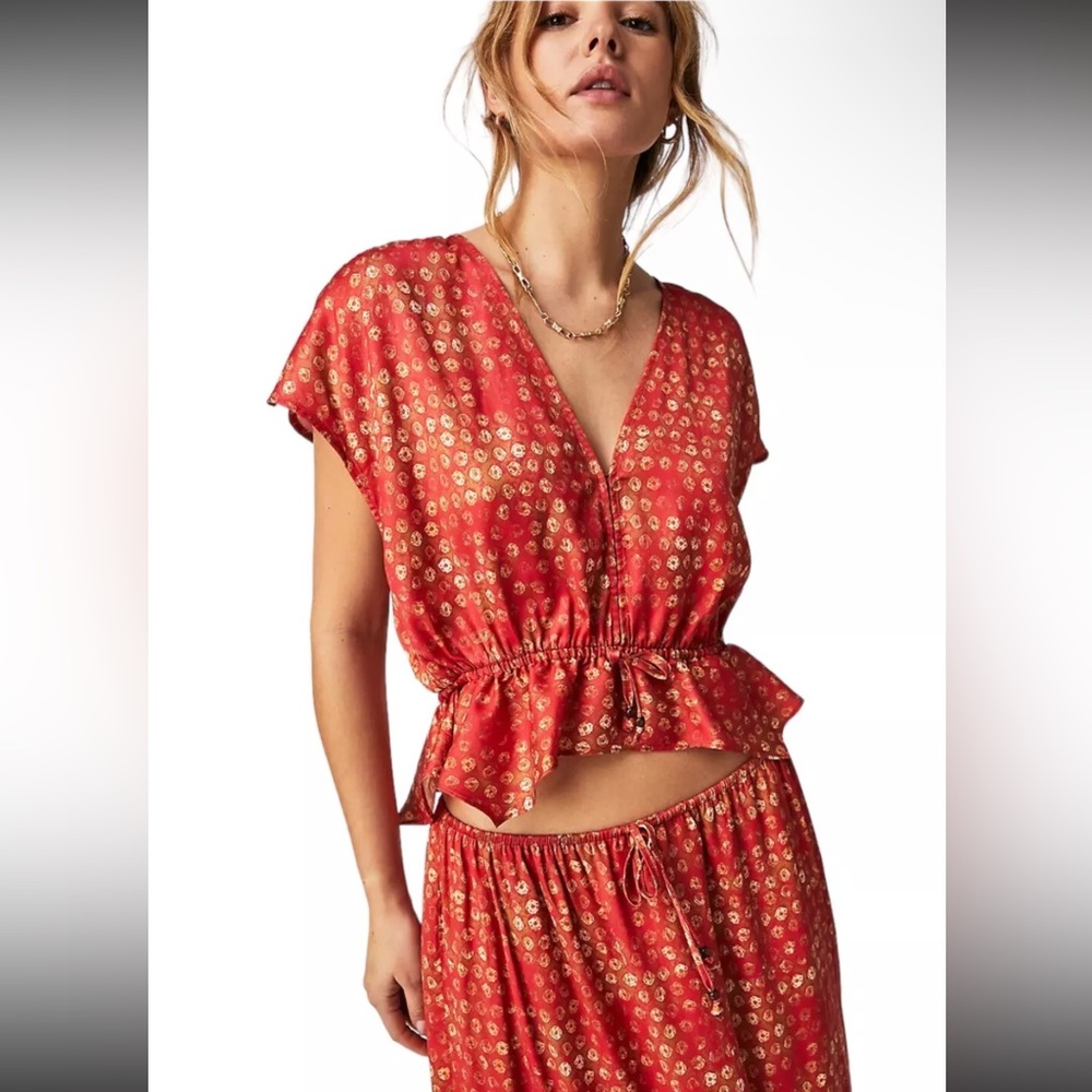 NWOT Oversized XS Red Free People Dreambound Maxi Skirt/Top Set